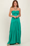 Green Smocked Halter Tiered Maxi Dress