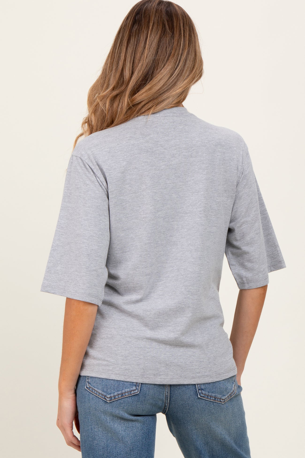 Heather Grey Crew Neck Oversized Maternity Tee