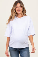 White Crew Neck Oversized Maternity Tee
