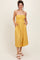 Yellow Lace Strapless Lace Up Back Midi Dress