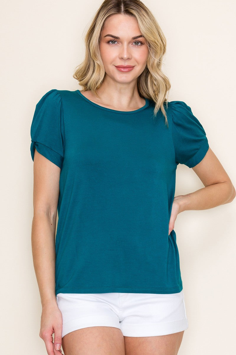Teal Twisted Short Sleeve Maternity Top