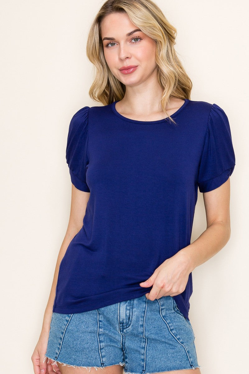 Navy Twisted Short Sleeve Maternity Top