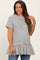 Ivory Striped Ruffle Hem Maternity Short Sleeve Top