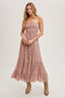 Mauve Smocked Strapless Front Tie Maxi Dress