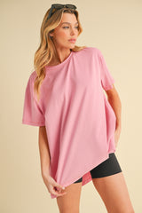 Pink Oversized Cut Hem Maternity Short Sleeve T-Shirt