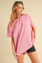 Pink Oversized Cut Hem Short Sleeve T-Shirt