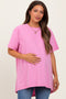 Pink Oversized Cut Hem Maternity Short Sleeve T-Shirt