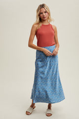 Rust Ribbed Basic Crew Neck Maternity Tank