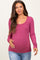 Magenta Ribbed Ruched Maternity Long Sleeve Top