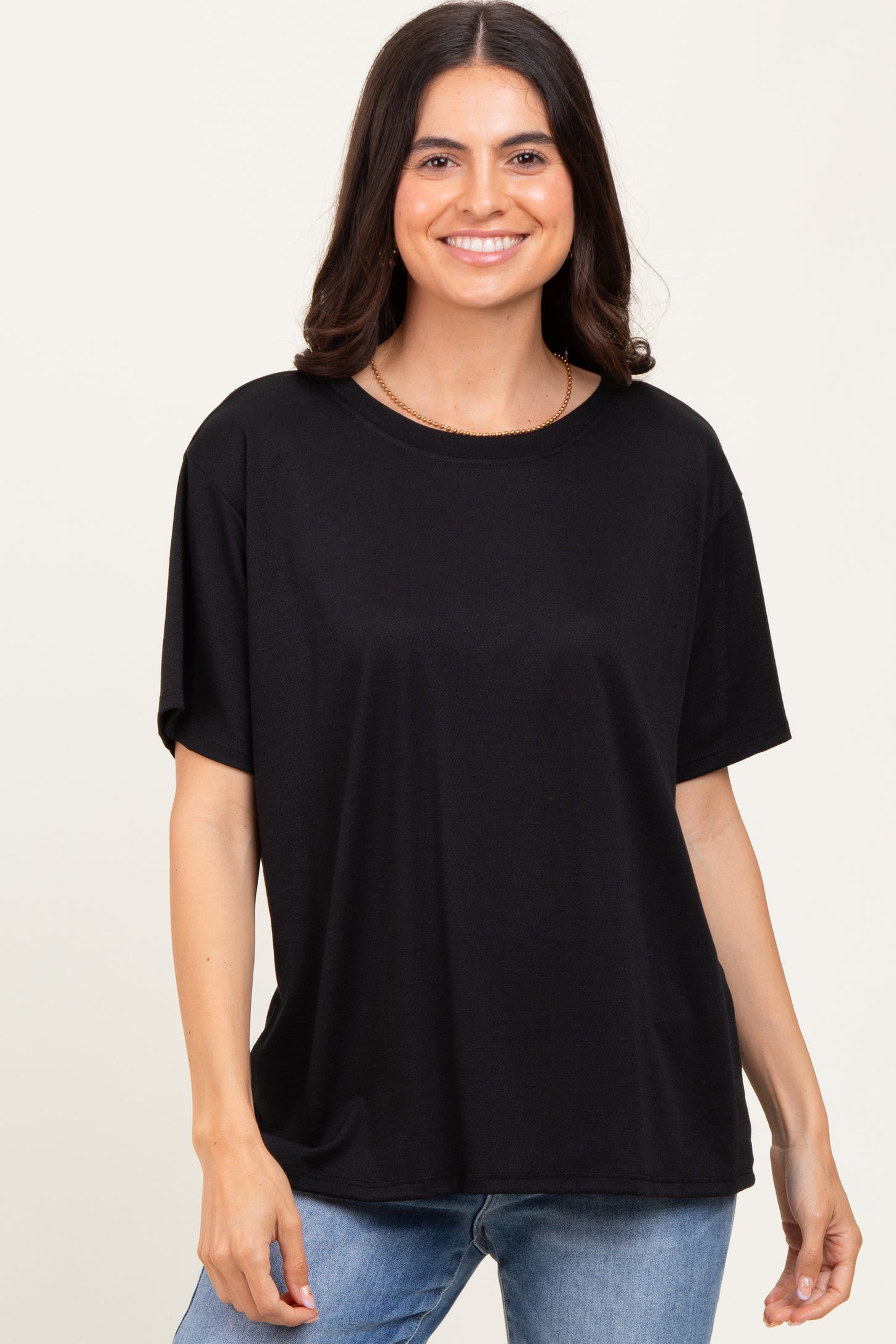 Black Relaxed Fit Short Sleeve Maternity Tee
