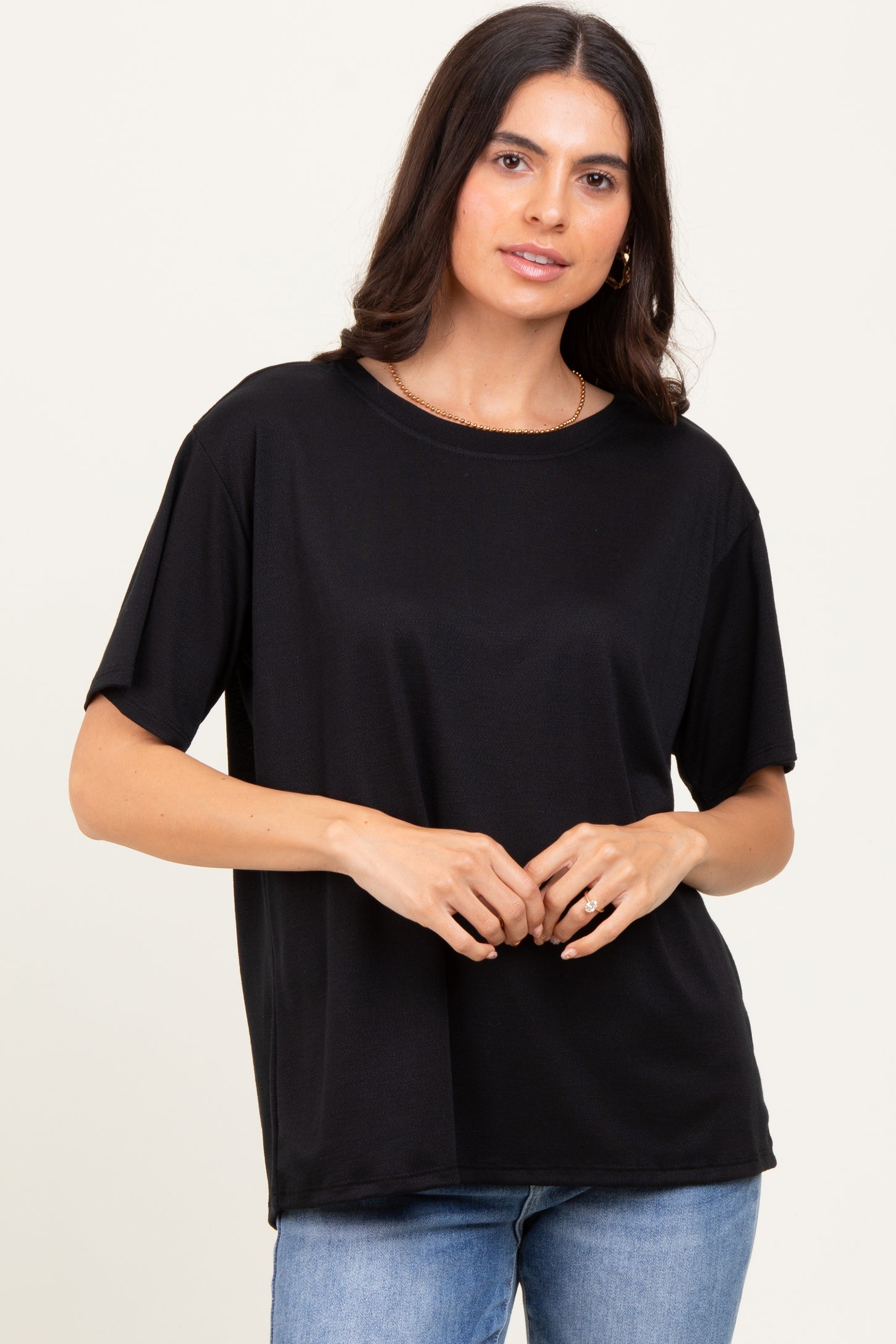 Black Relaxed Fit Short Sleeve Tee
