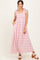 Pink Plaid Smocked Shoulder Tie Maxi Dress