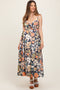 Navy Multi Floral Front Tie Sleeveless Maternity Midi Dress