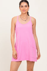 Pink Racerback Maternity Romper Dress