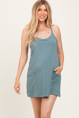 Light Olive Racerback Maternity Romper Dress