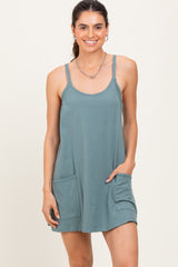 Light Olive Racerback Maternity Romper Dress