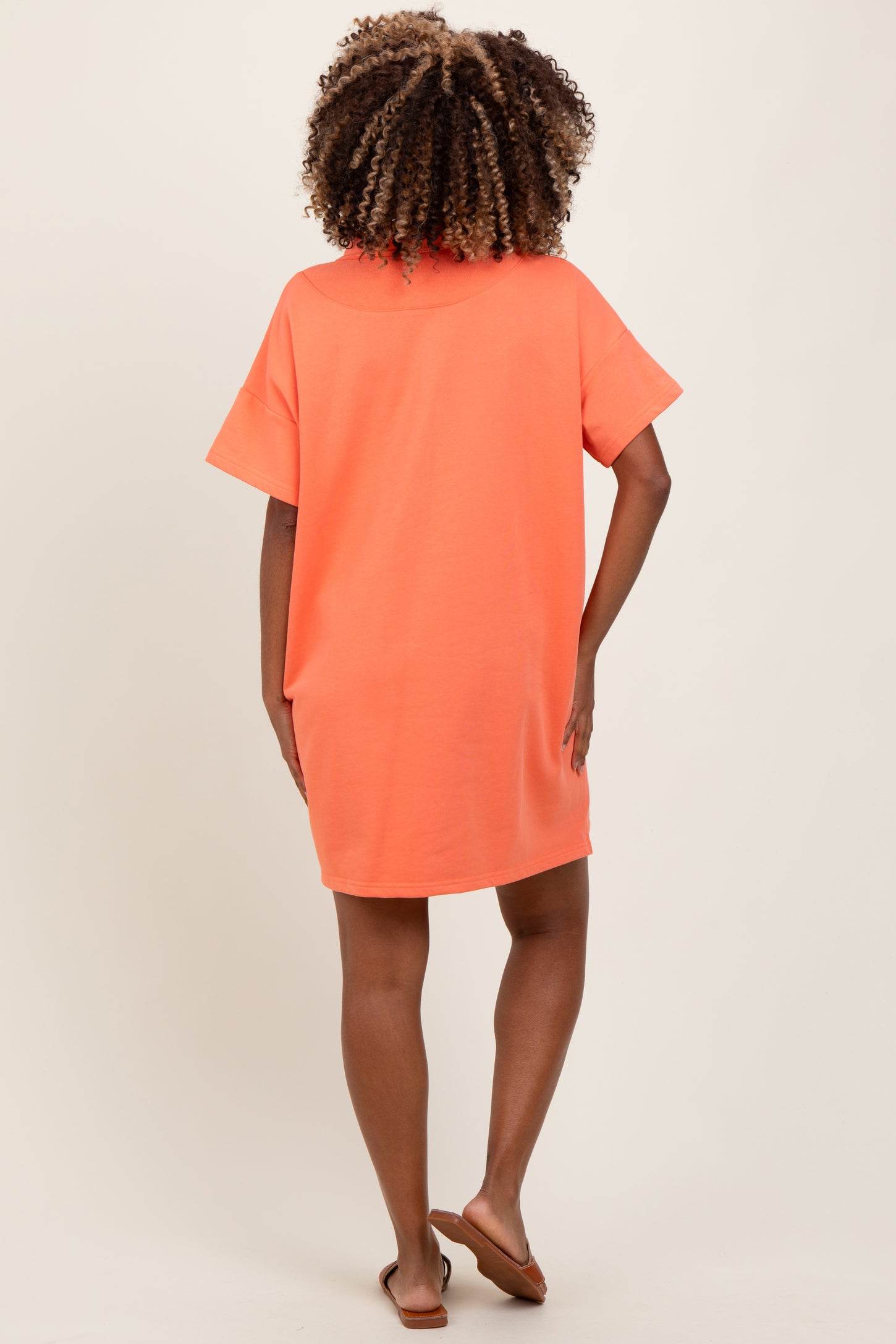Peach Maternity Mini Polo Dress