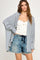 Blue Striped Oversized Button Down Shirt