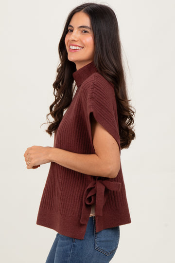 Burgundy Turtleneck Sweater Vest