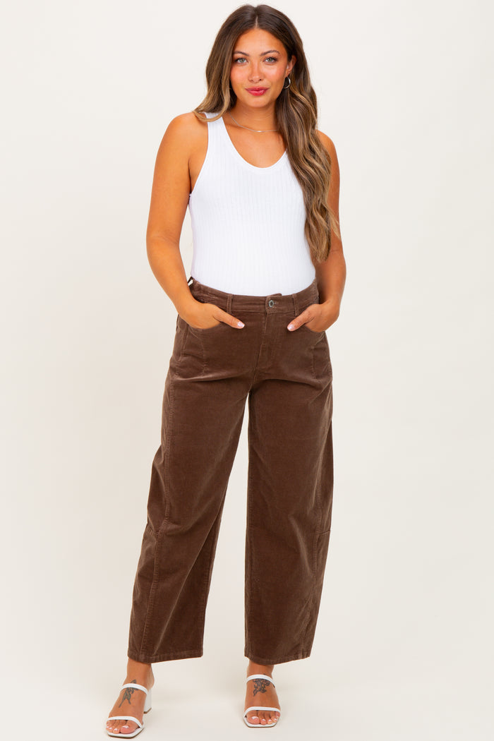 Mocha Corduroy Wide Leg Maternity Pants