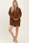 Camel Corduroy Shirt Mini Dress