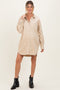 Beige Corduroy Maternity Shirt Mini Dress