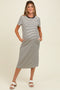 Black Striped Short Sleeve Maternity Midi T-Shirt Dress