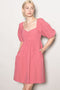 Mauve Sweetheart Neckline Puff Sleeve Dress