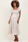 Cream Floral Smocked Lace Trim Flutter Sleeve Maternity Midi Dress