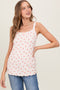 Peach Ditsy Floral Lace-Trim Tank Top