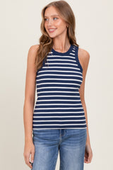Navy/White Striped Sleeveless Maternity Tank Top