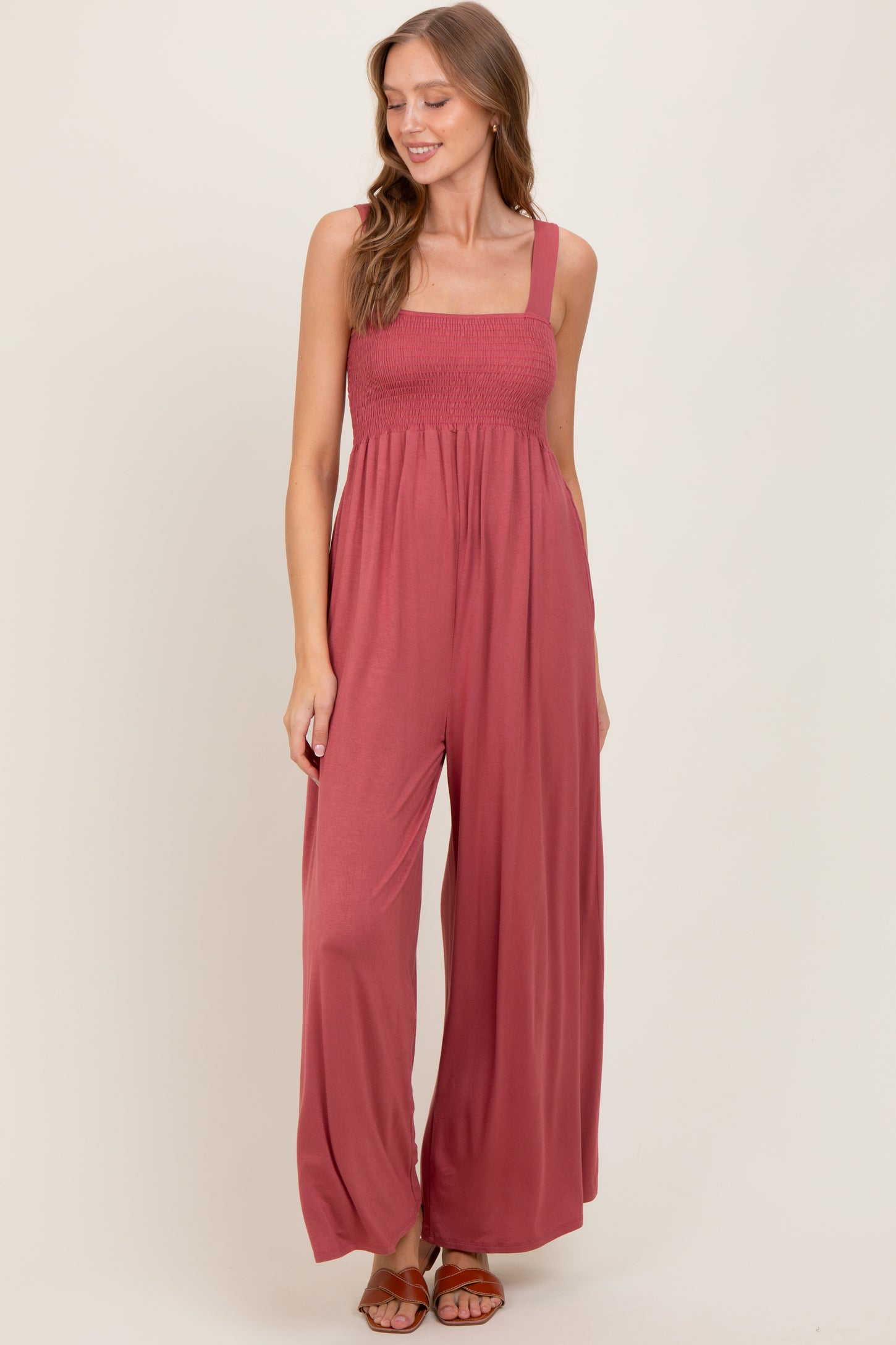 Pink Sleeveless Wide Leg Jumpsuit