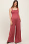 Pink Sleeveless Wide Leg Maternity Jumpsuit