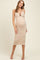 Beige Crochet Knit Cut Out O-Ring Maternity Midi Dress