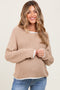Taupe Contrast Trim Maternity Sweater
