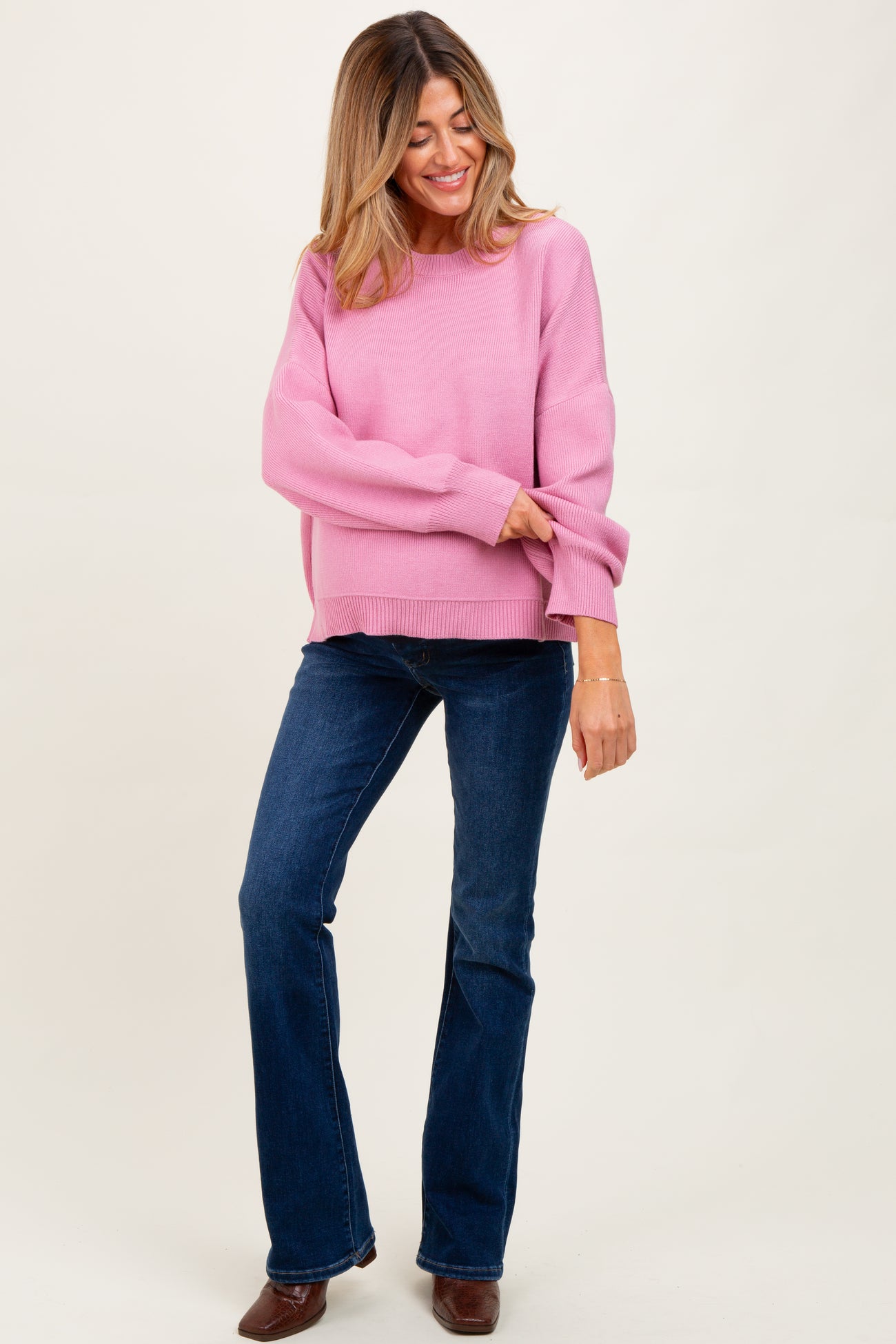Lavender Drop Shoulder Relaxed Fit Maternity Sweater