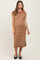 Mocha Striped Knit Button Detail Maternity Midi Dress