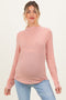 Rust Striped High Neck Maternity Long Sleeve Top