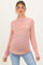 Rust Striped High Neck Maternity Long Sleeve Top