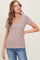 Mocha Ribbed Striped Short Sleeve Top