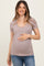 Mocha Ribbed Striped Short Sleeve Maternity Top