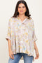 Light Pink Floral Boxy Fit Short Sleeve Blouse