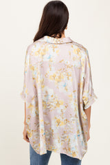 Light Pink Floral Boxy Fit Short Sleeve Blouse