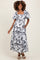 Cream Floral Puff Sleeve Smocked Waist Maternity Midi Dress
