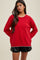 Red Contrast Scallop Trim Sweater