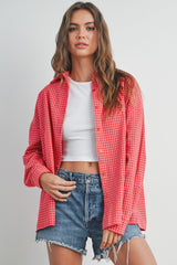 Red Checker Plaid Button Down Shirt