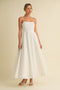 White Linen A-Line Flared Midi Dress