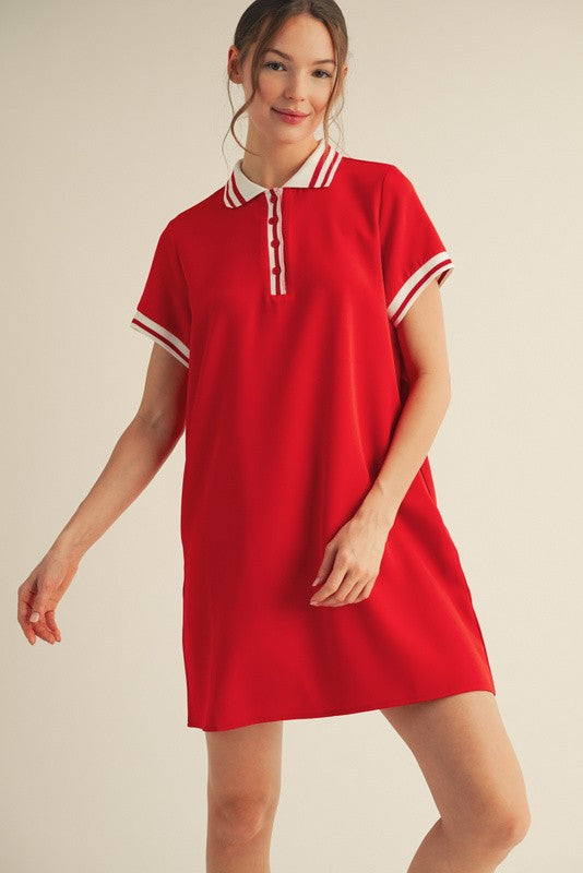 Red Sporty Polo Dress