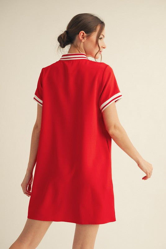 Red Sporty Polo Dress