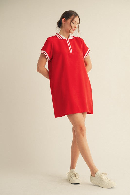 Red Sporty Polo Dress